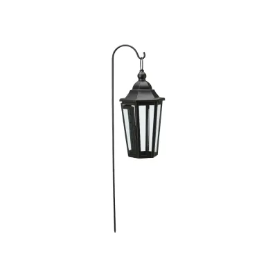 Black lantern in metal and glass on a stick to stick into the ground and into larger pots - Wikholm Form