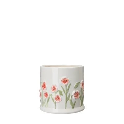 Pot Poppy white with floral pattern, small – Wikholm Form