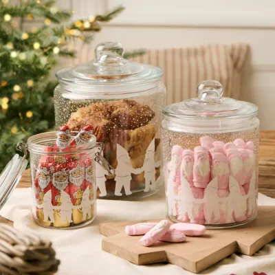 Glasburk med lock 1900 ml, Nisse, Klar & Vit - Ib Laursen