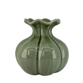 Grön bullig vas med reaktiv glasyr i small från Miljögården