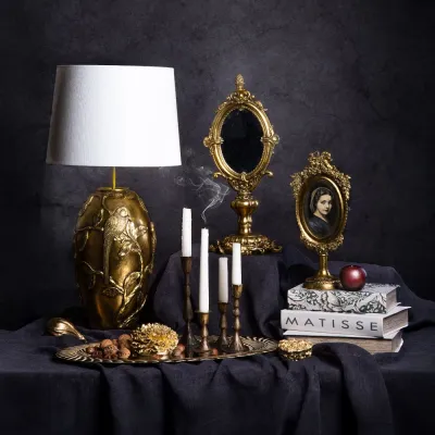 Mirror on foot, antique Gold - A lot decoration