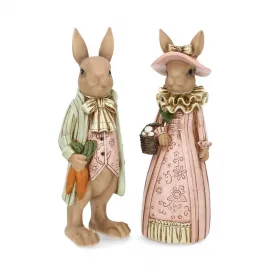 Finely dressed rabbits Mr and Mrs 30 cm from A Lot Decoration in pastel colors