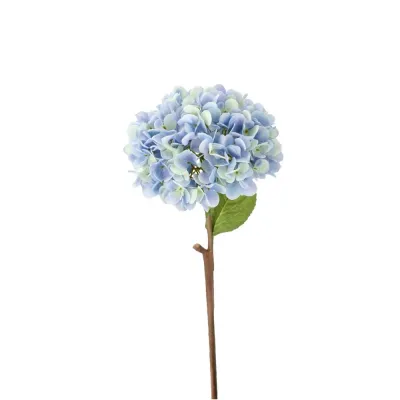 Lifelike light blue, artificial hydrangea.