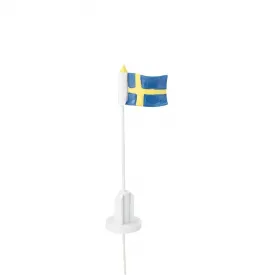 Liten svensk flagga på trästicka, 10 cm hög + stick.