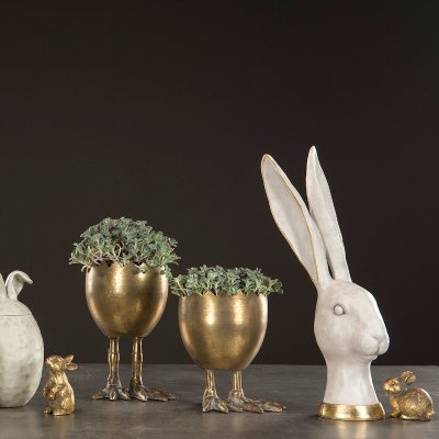 Pot Egg with leg, golden brown – A lot decoration