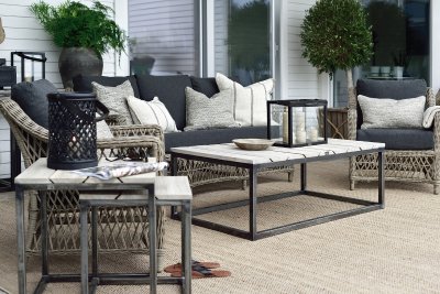 Sidobord 2-set, Anson, Charcoal teak & iron - Artwood