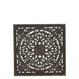 Wooden decoration, Carve flower, 45x45 cm, Black & Gold - Affari