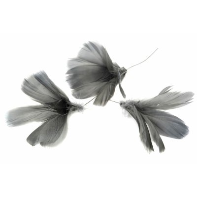Feather flower, dark grey, 12 pcs - A lot Decoration