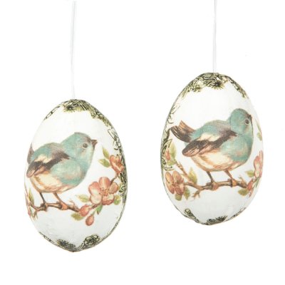 Ägg att hänga Vintage fågel i 10-pack – Påskrisdekoration – A Lot Decoration
