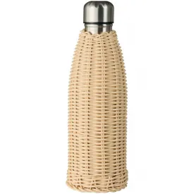 Termoflaska i rostfritt stål med beige konstrottingflätning - Ib Laursen