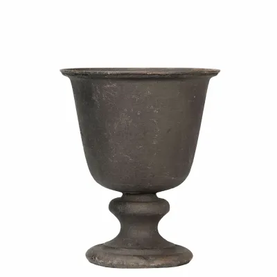 Pot on foot in gray-brown metal Ø18 x H21 cm from A Lot Decoration