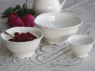 Porslinsskål Provence 3-set, vit - Chic Antique
