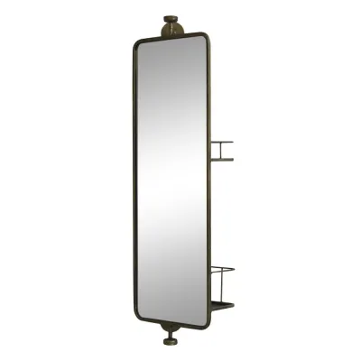 Wall mirror on arm with shelves, H80 cm, antique brass - Chic Antique