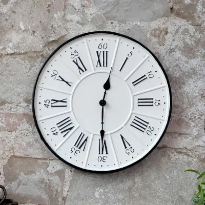Väggklocka Romersk Vintage, Ø35 cm, Vit & Svart - Chic Antique