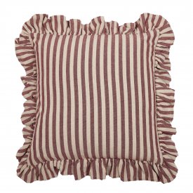 Kuddfodral Svea med Volang Vinröd/Natur 45x45 cm – Fondaco