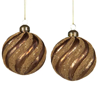 Julkula Glas Swirl, Brun, 4-pack - A lot decoration