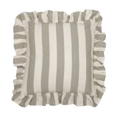 Amalia cushion cover with block stripes in sage green from Fondaco.