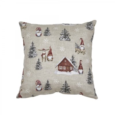 Cushion cover Harald, 48x48 cm, Beige & Red - Fondaco