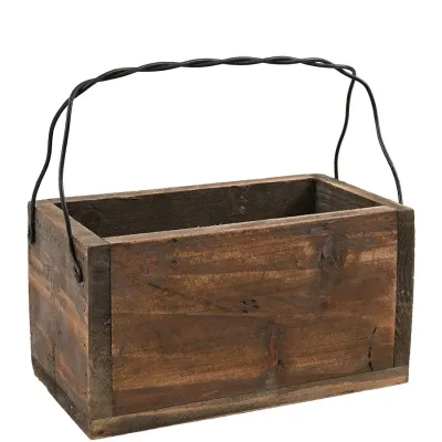 Wooden Box with handle, brown - Miljögården