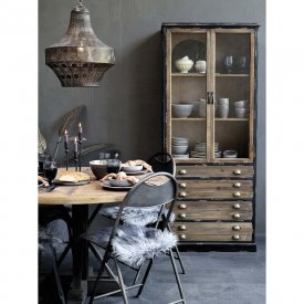 display-cabinet-with-two-doors and-four-drawers-weathered-and-worn-black