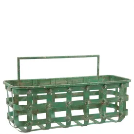 Frilagd produktbild på grön väggkorg i metall med vintage finish från Miljögården