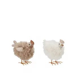 Fluffy decorative hens in brown and beige from Wikholm Form