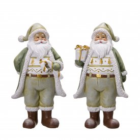 Julfigurer Tomtar Ture Grön 16 cm 2-pack med handmålade jultomtar som håller i polkagriskäpp och julpaket från Wikholm Form.