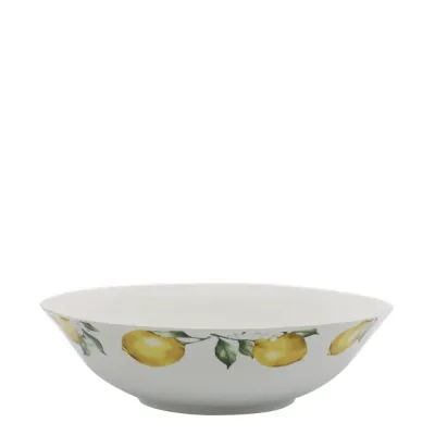 Cream-white serving bowl Maison Citron in porcelain with a pattern of yellow lemons, diameter 24 cm.