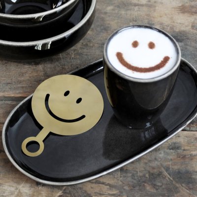 Kaffestencil Smiley, mässing - Chic Antique