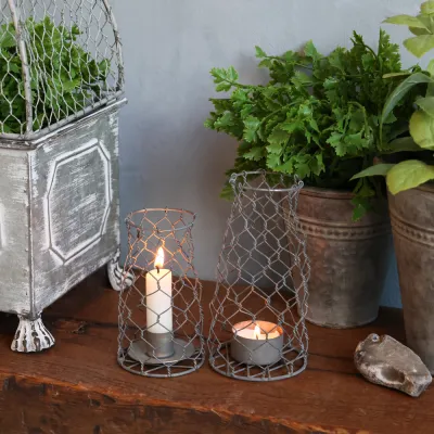 Tealight lantern Fil de Fer, antique zinc - Chic Antique
