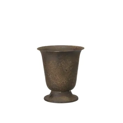 pot-on-foot-rusty-brown-metal-small