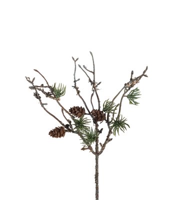 Larch twig with cones, H25 cm, Green & Brown