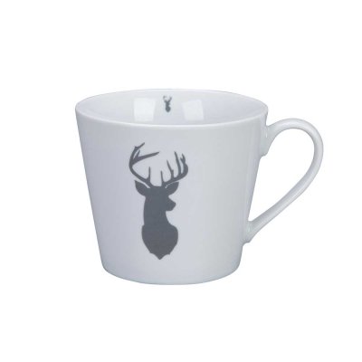 Happy Cup Charcoal Deer, White & Grey - Krasilnikoff