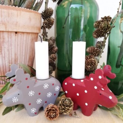 Candlestick Reindeer, grey - Madleys