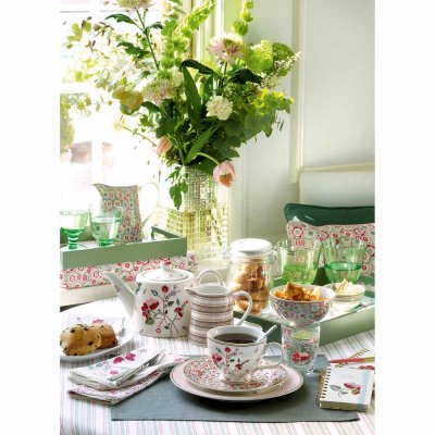 GreenGate Napkin Mozy pale pink with lace, 40x40 cm