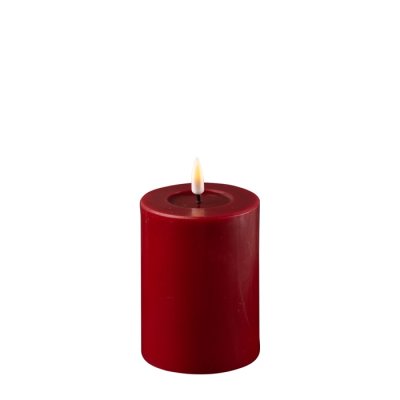 LED Blockljus Ø7,5x10 cm, Bordeaux - Deluxe Homeart