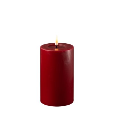 LED Real flame Candle Ø7,5x12,5 cm, Bordeaux - Deluxe Homeart