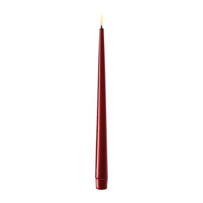LED Dinner Candle Shiny, Ø2,2x28 cm, 2 pcs, Bordeaux - Deluxe Homeart