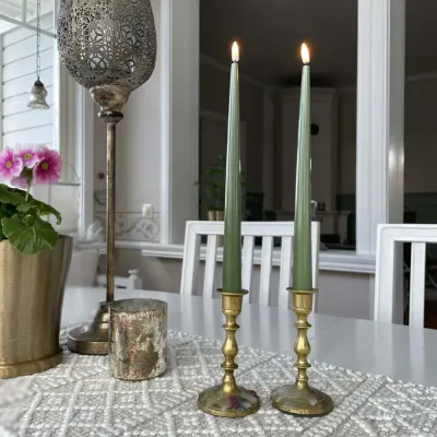 LED-dinner-candle-glossy-h28cm-olive-green