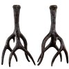 Candlestick Reindeer Horn, Brownish black, two sizes - A lot decoration