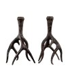 Candlestick Reindeer Horn, Brownish black, two sizes - A lot decoration