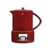 Glögg pitcher with warmer in red stoneware from Ernst.