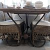Matbord Snirkligt metallstativ, L200 cm, Antique natur - Chic Antique