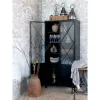 Vitrinskåp på hjul med glasluckor, Antiksvart - Chic Antique