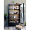 Vitrinskåp med två lådor, Antiksvart & Trä - Chic Antique