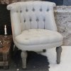Fransk Fåtölj, Linne, beige - Chic Antique