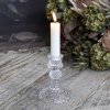 Glass candlestick Diamond cut, H10 cm, clear - Chic Antique