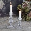 Glasljusstake med blomsterkant, H10 cm klar - Chic Antique