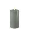 LED Real flame Candle Ø7,5x15 cm, Salvie Green - Deluxe Homeart