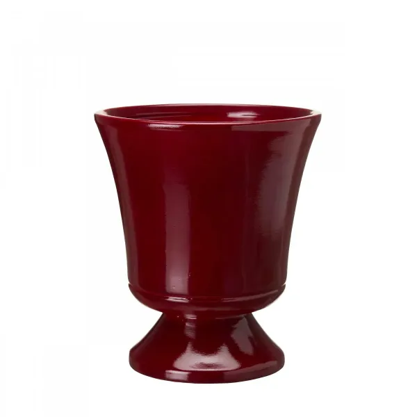 Pot with foot Meryl Red in high-gloss glazed ceramic shaped like an elegant trophy pot from Wikholm Form.